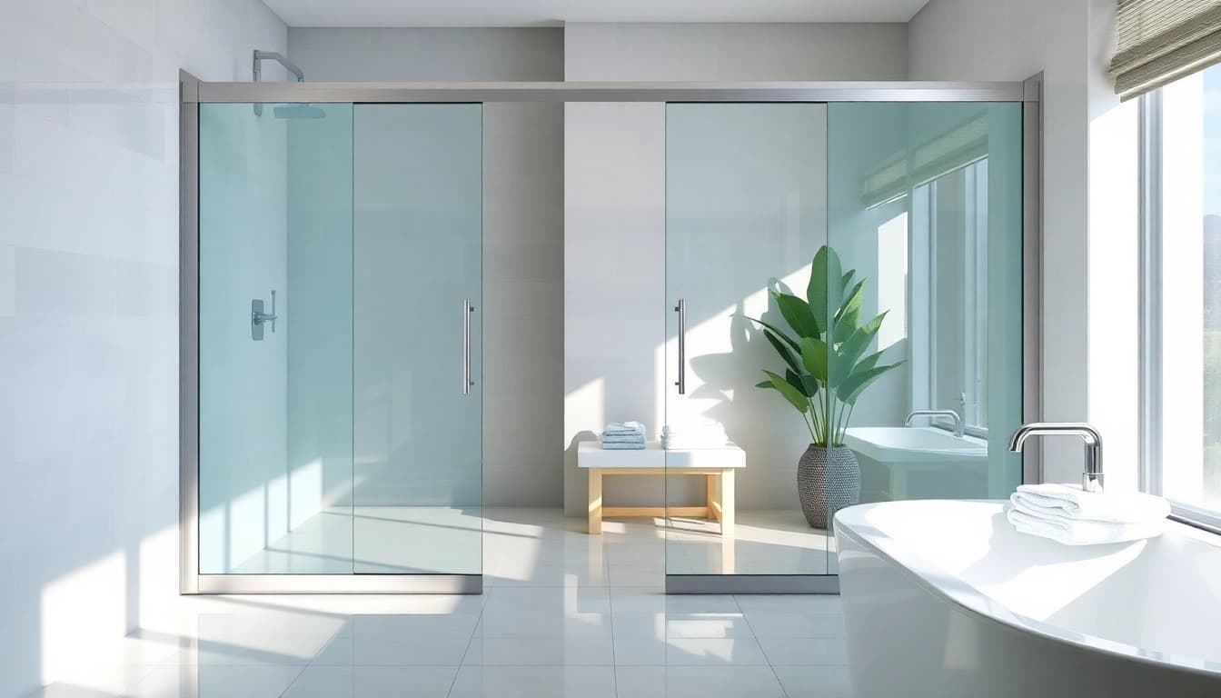 Showcasing elegant sliding shower doors that enhance modern bathroom aesthetics.
