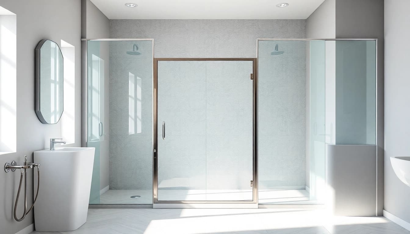 Showcasing semi-frameless shower screens with sleek design in a modern bathroom setting.