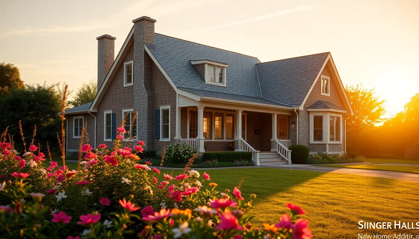 A stunning Cape Style Home In-Law Addition blends seamlessly with its surroundings, showcasing beautiful architecture.