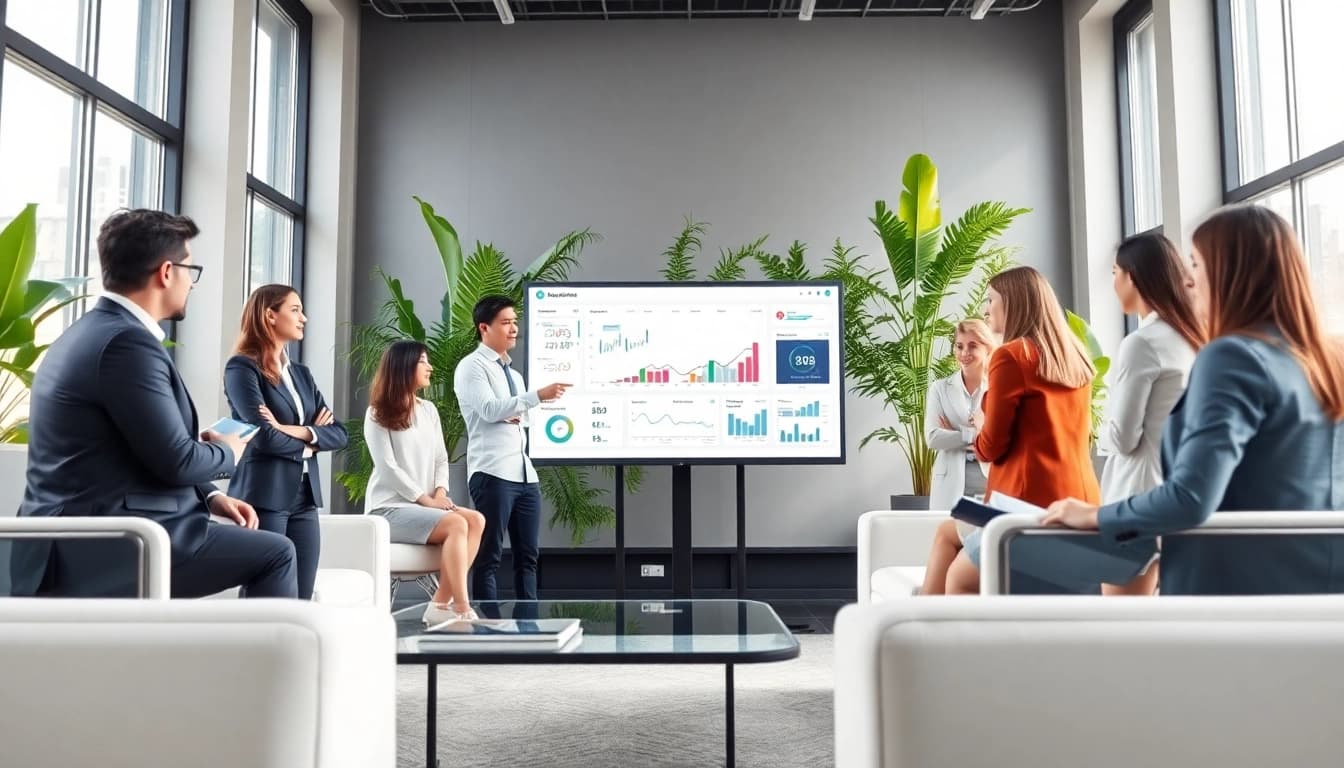 Analyze b2b competitive intelligence in a collaborative office environment with a diverse team.