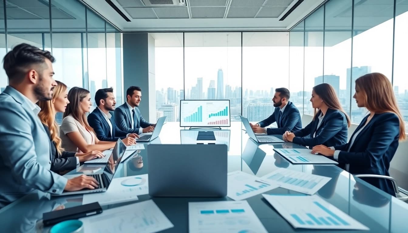 Consultants engaged in Bid-No-Bid Analysis during a business meeting.