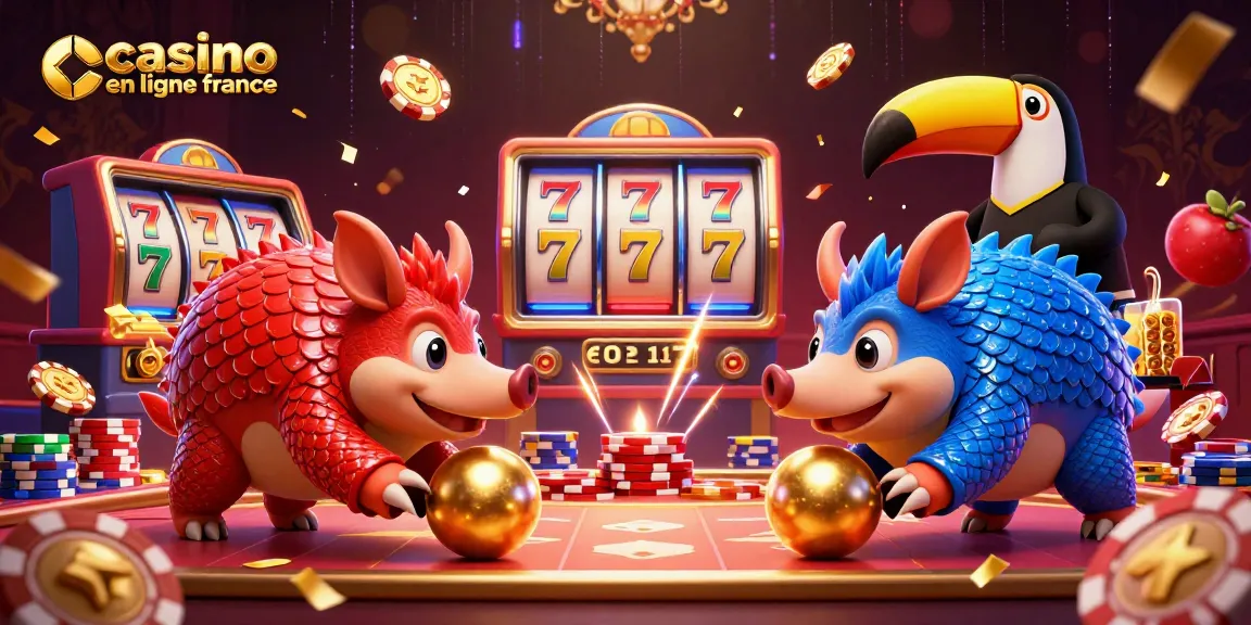Jouez sur le casino en ligne France avec des pangolins rivalisant au bowling sur des jetons de poker.
