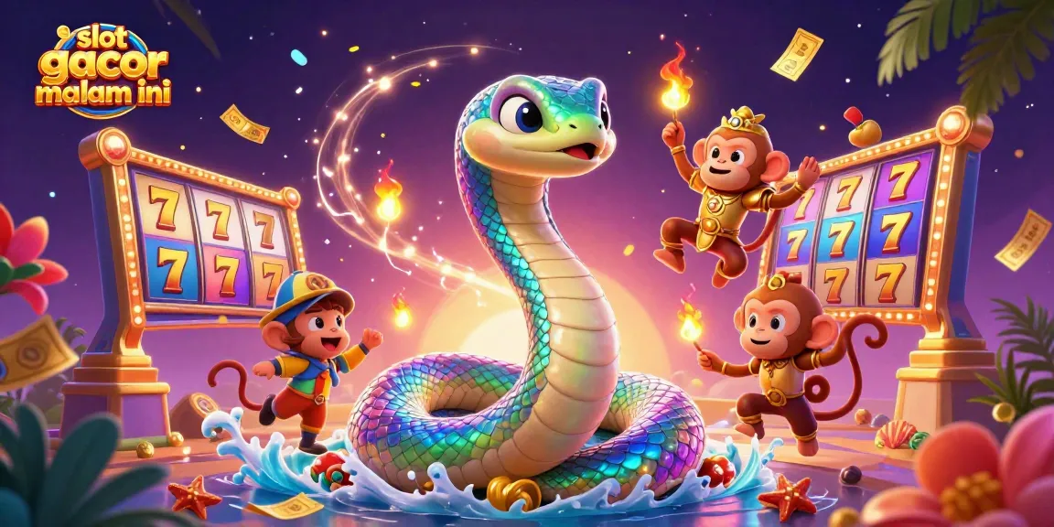 A vibrant illustration representing the excitement of slot gacor malam ini with magical creatures and animated gaming elements.