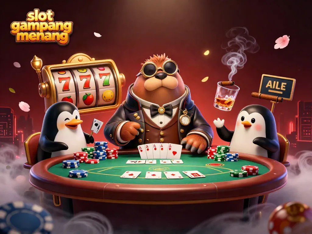 Experience slot gampang menang at an underwater poker game with dynamic characters and gleaming symbols.