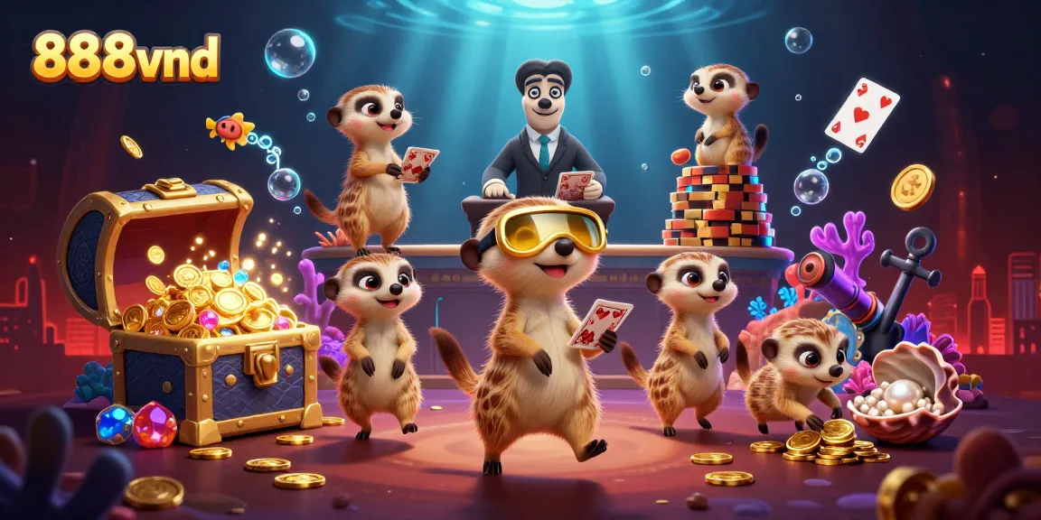 Experience thrilling action at 888vnd casino as meerkats manage games and treasure.