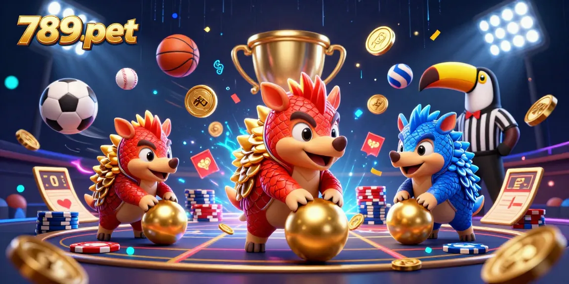 Engage with 789p bet by watching two pangolins competing in a vibrant casino scene filled with action.