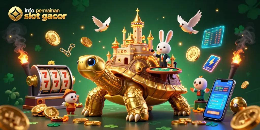 Mainkan info permainan slot gacor dengan suasana kasino yang bersinar dan penuh kegembiraan.