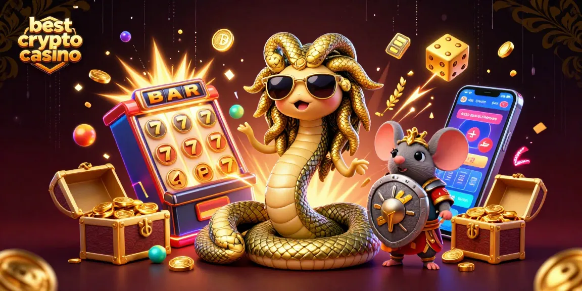 Jouez à des jeux passionnants dans le meilleur crypto casino avec Medusa et un guerrier souris.