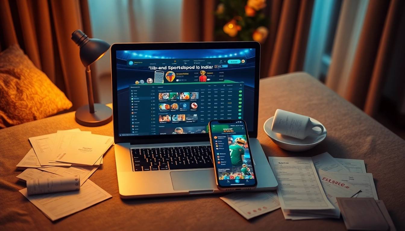 Engaging setup for online sportsbooks India showcasing a laptop and smartphone on a desk.
