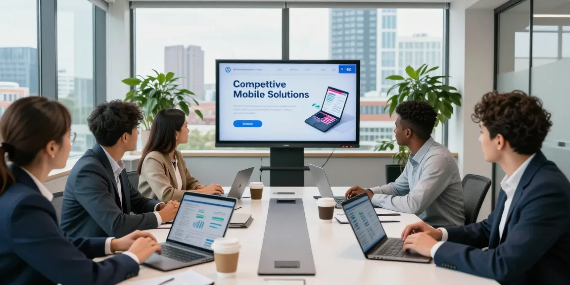 Team discussing business SIM only deals UK in a modern conference room.