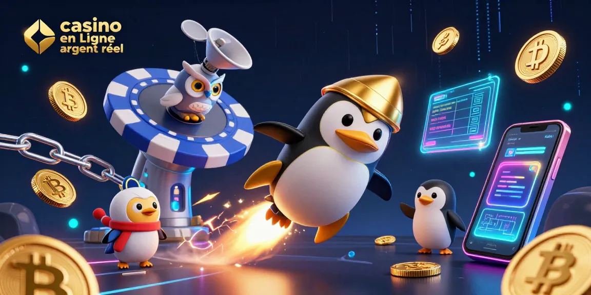 Jouez et gagnez dans le casino en ligne argent réel avec un pingouin doré et des pièces d'or.