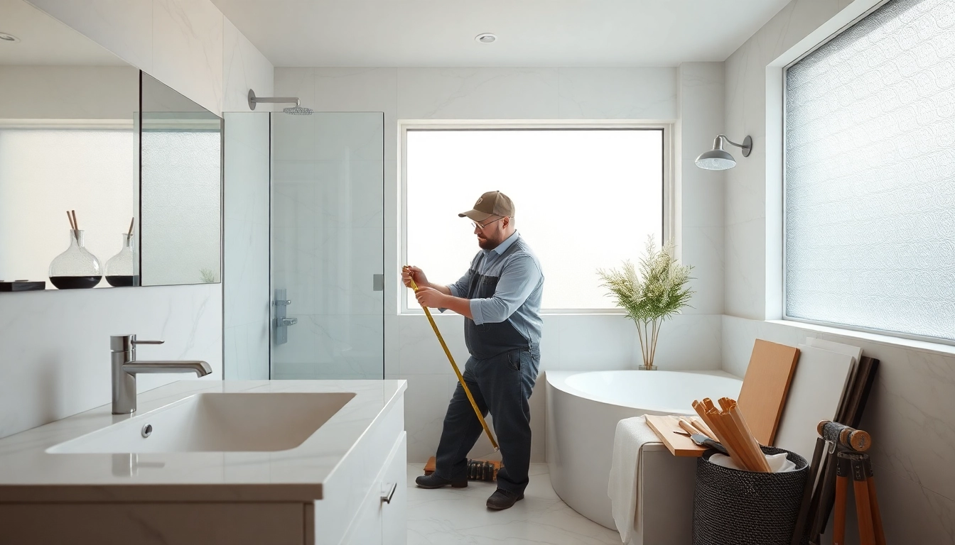 Skilled bathroom remodeling contractors showcase their expertise in a beautifully designed space.