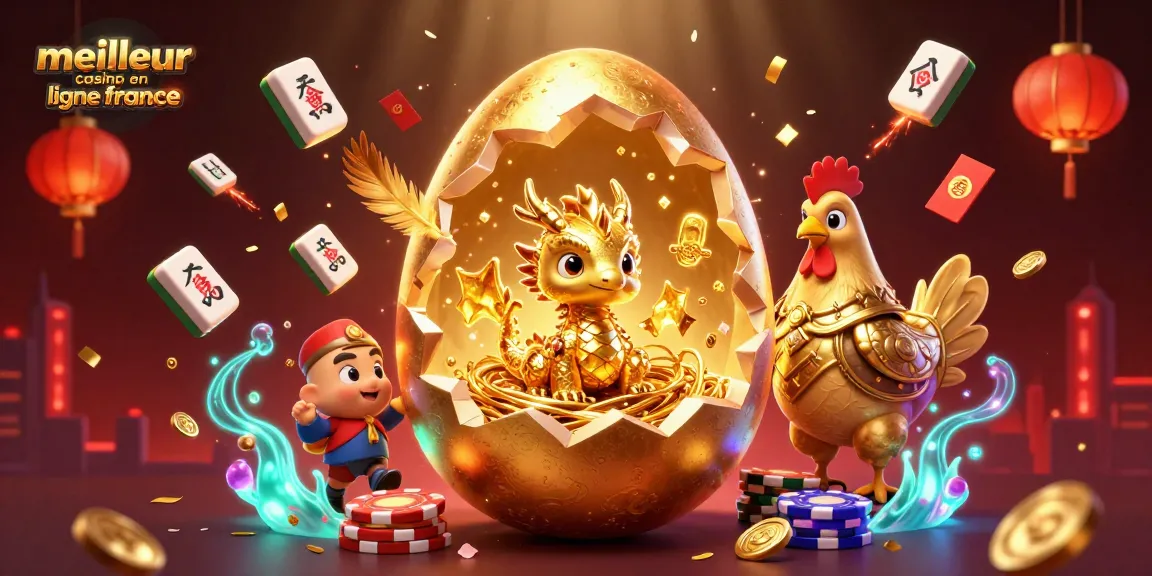 Découvrez le meilleur casino en ligne en France avec ce dragon doré et des symboles chanceux flottants.