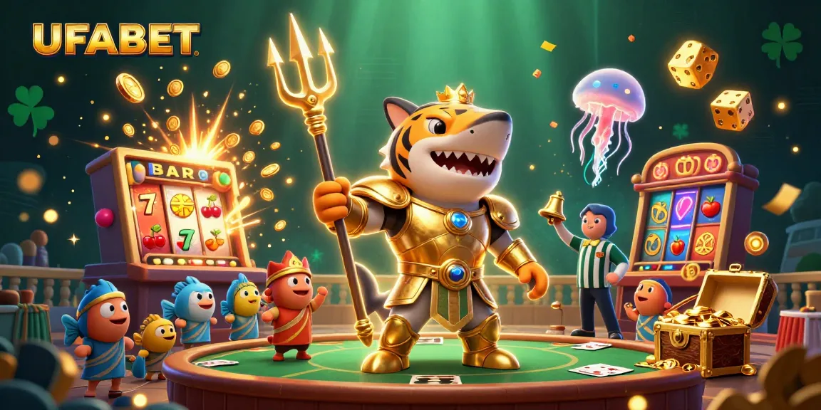 Experience thrilling UFABET gaming action with a vibrant underwater casino scene bursting with excitement and rewards.
