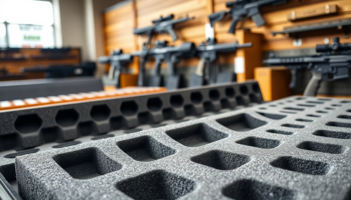 Enhance your storage with foam for rifle case featuring custom cutouts and textures.