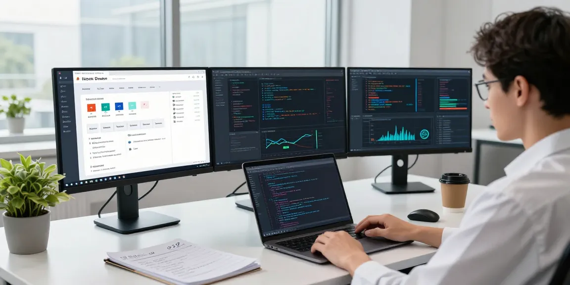 AI detector analysis workspace with data scientist reviewing algorithms in a bright lab setting.