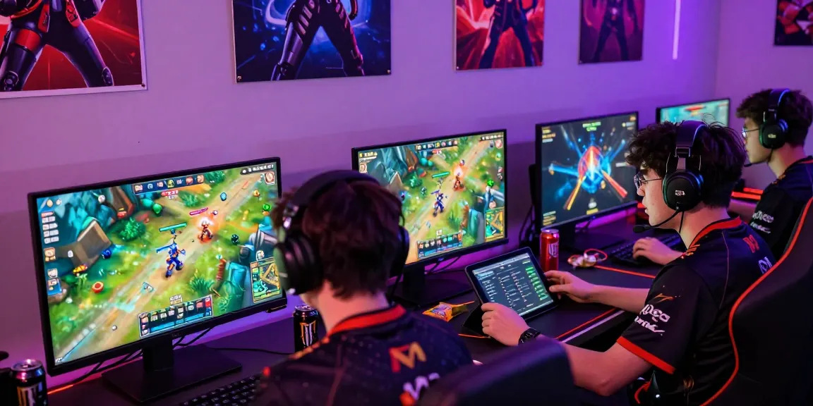 Engaged gamers competing with vibrant rokok88 link graphics, showcasing dynamic gaming atmosphere.