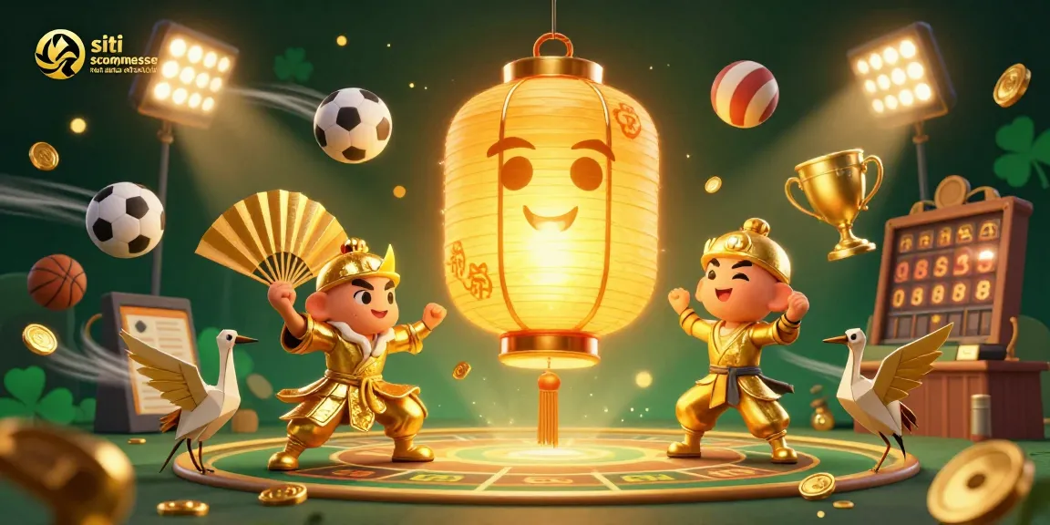 Scopri i siti scommesse non AAMS affidabili in un'illustrazione 3D ricca di elementi di gioco e fortuna.
