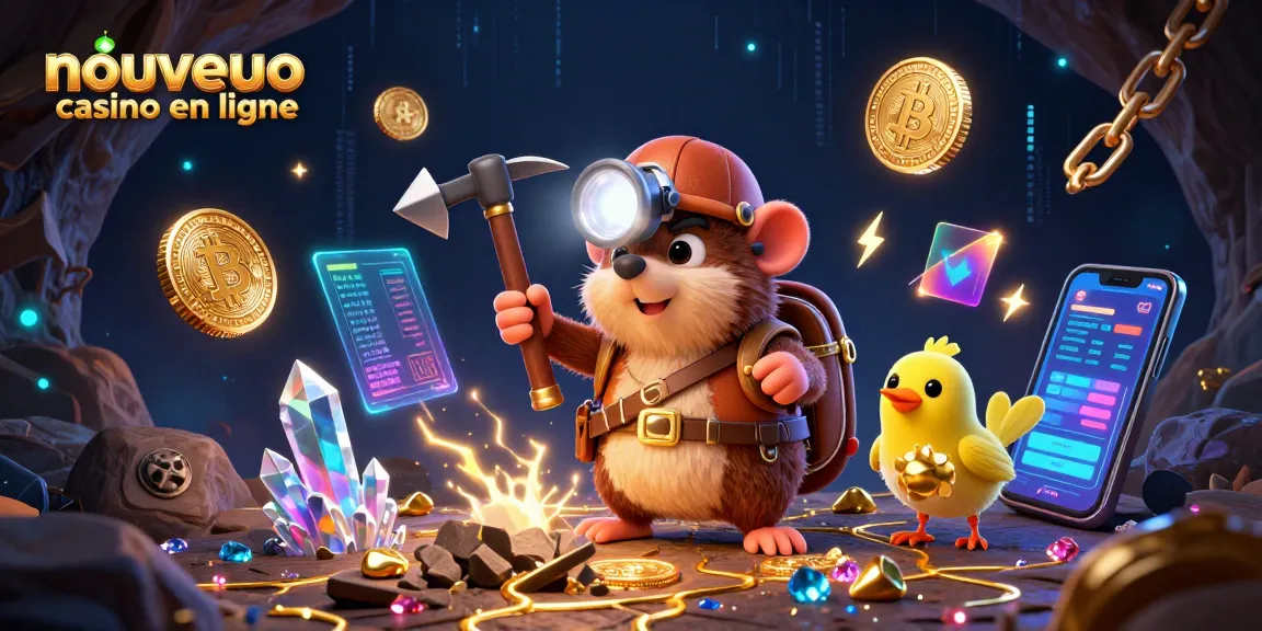 Expérimentez le plaisir du nouveau casino en ligne avec un personnage de taupe et son compagnon canari dans un décor lumineux.