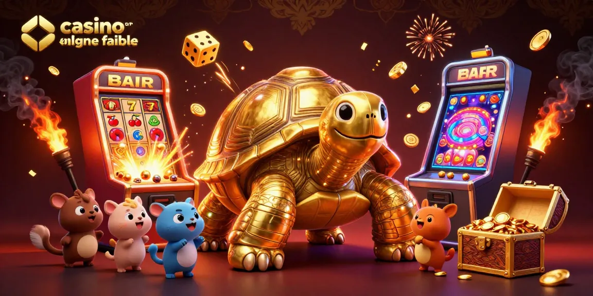 Profitez de l'expérience immersive du casino en ligne fiable avec une tortue d'or transformée en machine à pinball.