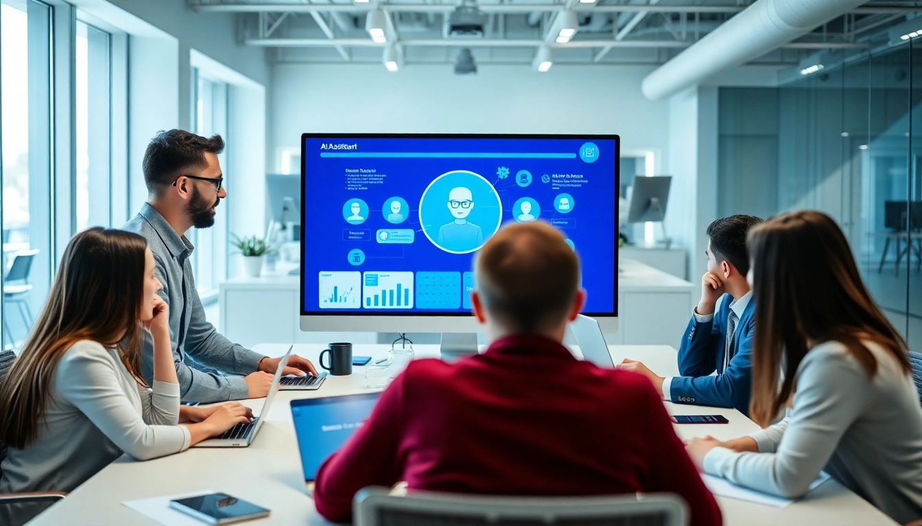 Enhance productivity with an AI assistant for enterprise teams in a modern office setting.
