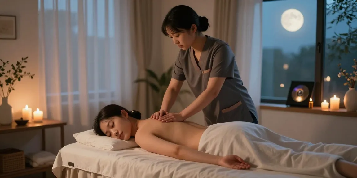 편안한 분위기에서 건대출장마사지와 아로마 오일로 마사지 중인 모습