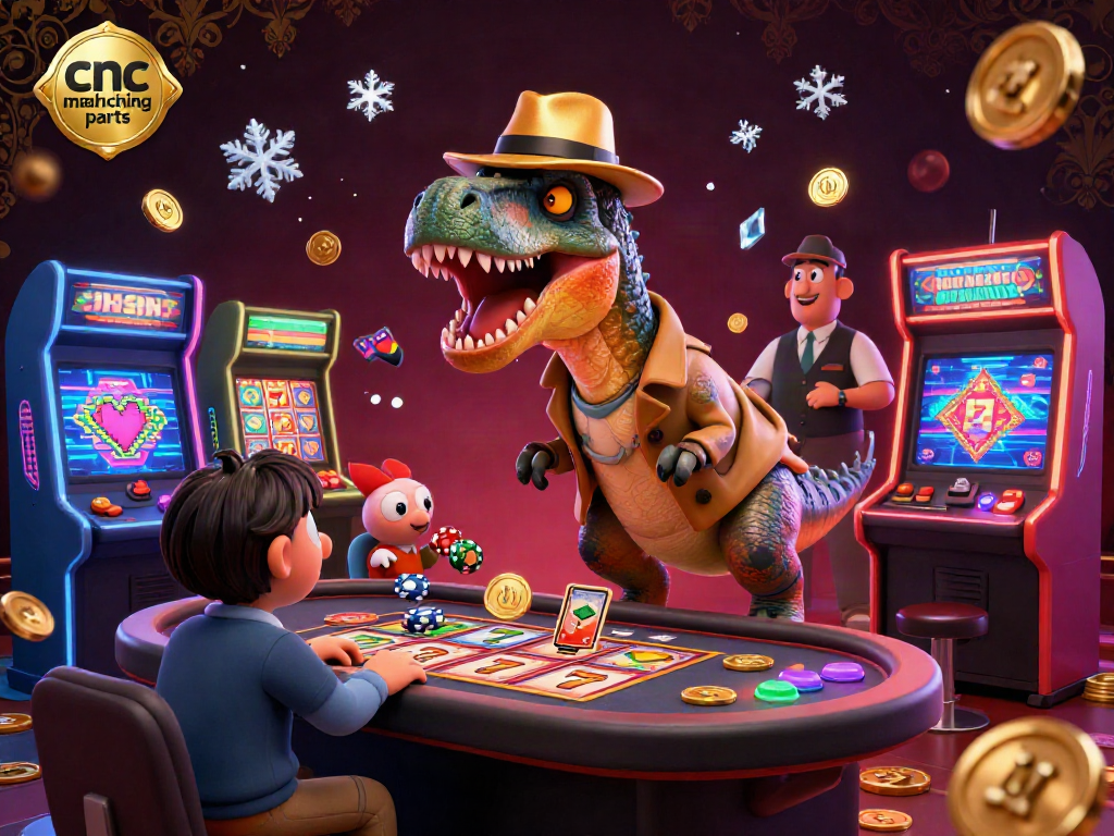 Engage with cnc machining parts as a velociraptor blends in at a lively casino slots table.