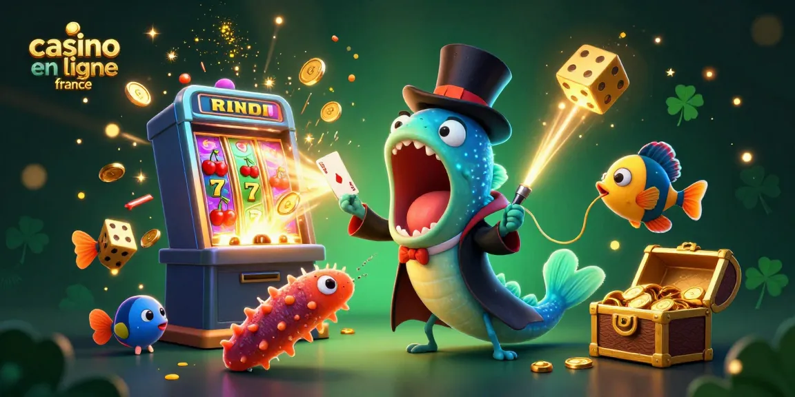 Animations captivantes sur casino en ligne france avec un poisson-magnifique illuminé et des symboles chanceux.