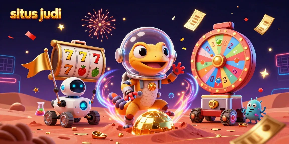 Experience winning excitement at situs judi with Martian gecko exploring golden slot treasures.
