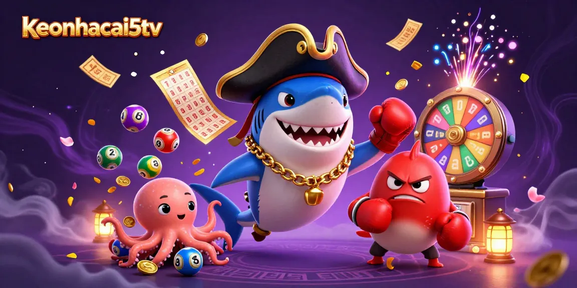 Experience thrilling games with keonhacai5tv’s colorful lottery scene featuring vibrant characters and dynamic elements.