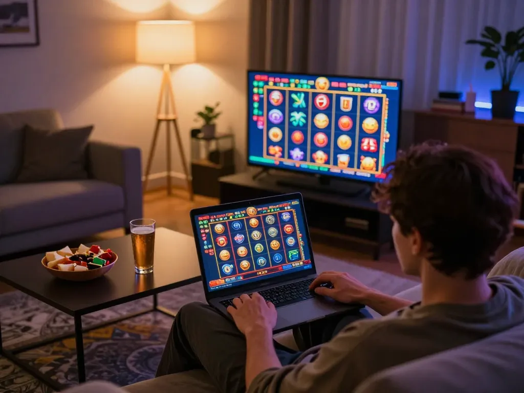 Engaging session at an online casino with lista casino online non aams showing winning slot interface on laptop