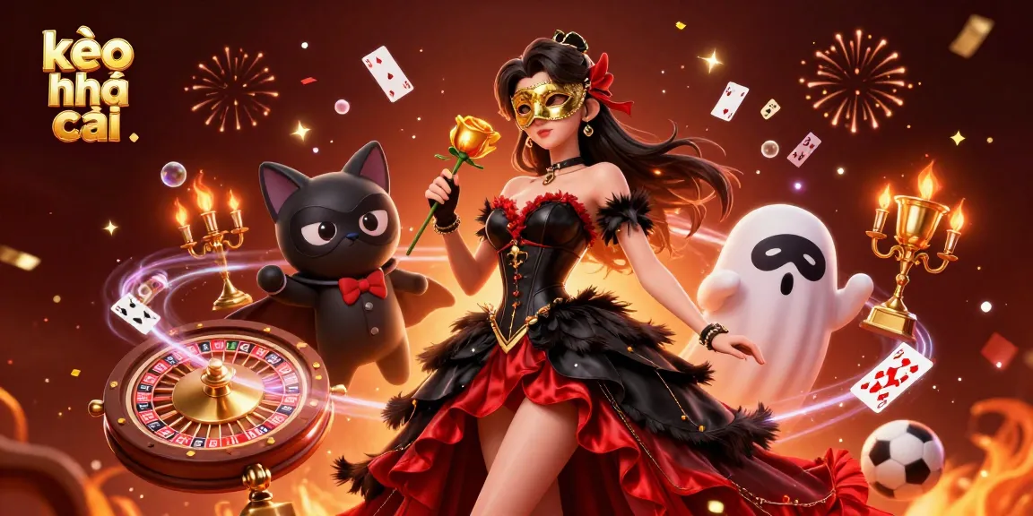 Engage with kèo nhà cái through this vibrant illustration featuring a glamorous woman and casino elements.