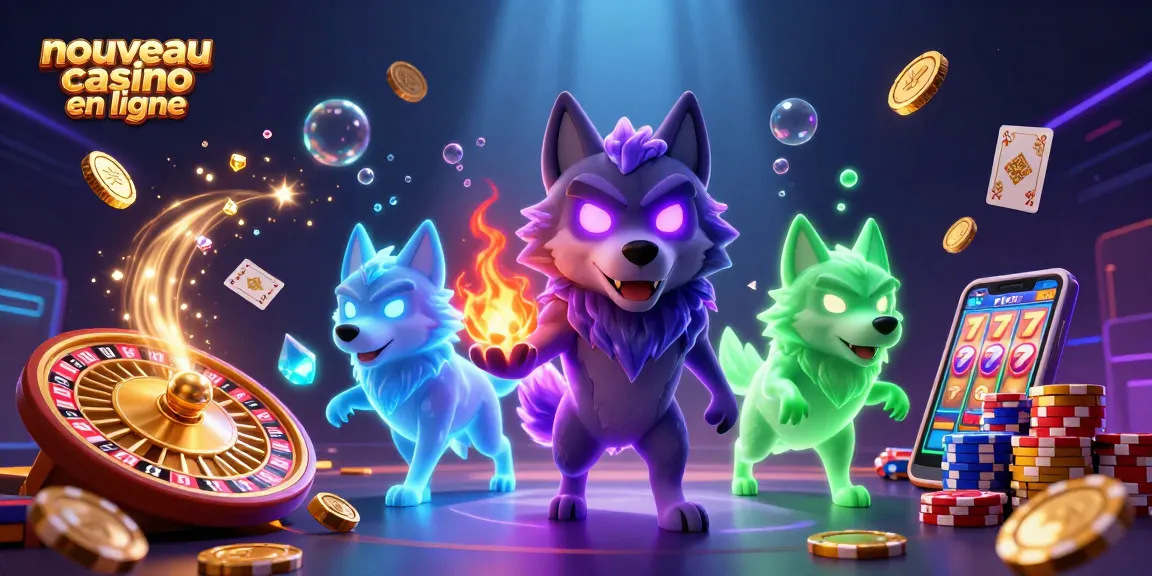Visualisez le nouveau casino en ligne avec un leader fantastique de loup, pièces d'or et éléments de jeu.