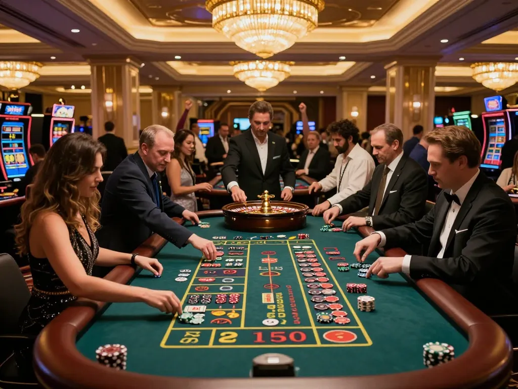 Players experiencing high-stakes excitement at a casino senza licenza aams roulette table with vibrant chips.