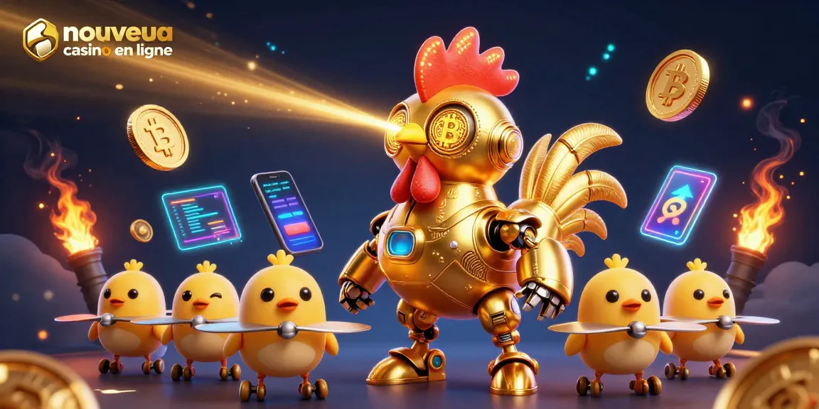 Découvrez les nouveautés des casinos en ligne avec une illustration 3D immersive et futuriste.