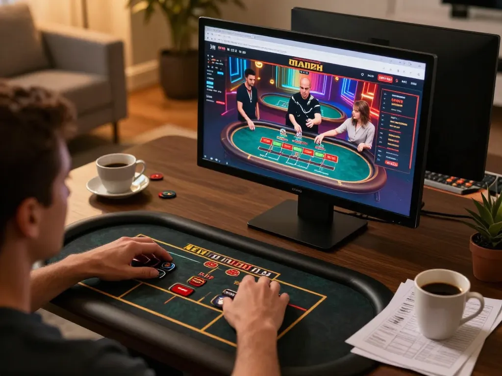 Engaging scene of casino senza registrazione gameplay on a laptop at home, with players immersed in action.