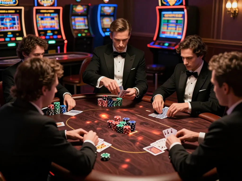 Engaging poker players at a stylish casino table focusing on keonhacai 5 strategy and gameplay.