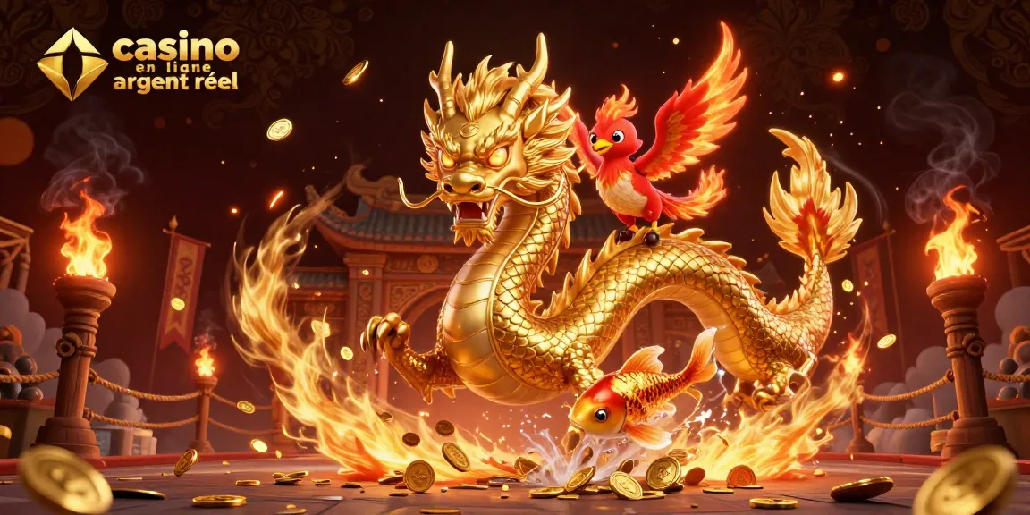 Plongez dans l'univers du casino en ligne argent réel avec un dragon chinois et un phoenix.