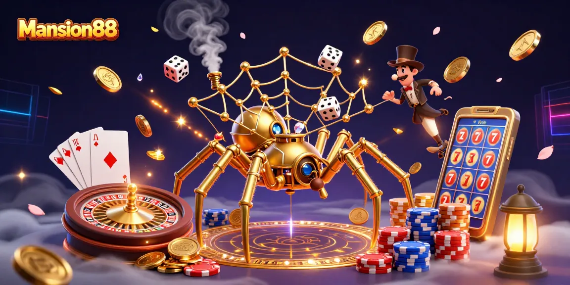 Experience the thrill of Mansion88 with a stunning visualization of vibrant casino elements.