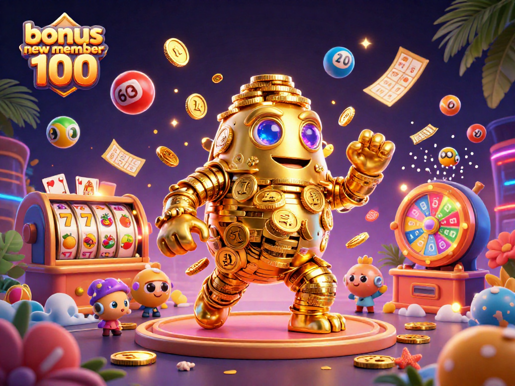 Experience exhilarating gaming with bonus new member 100 while winning and enjoying vibrant casino elements.