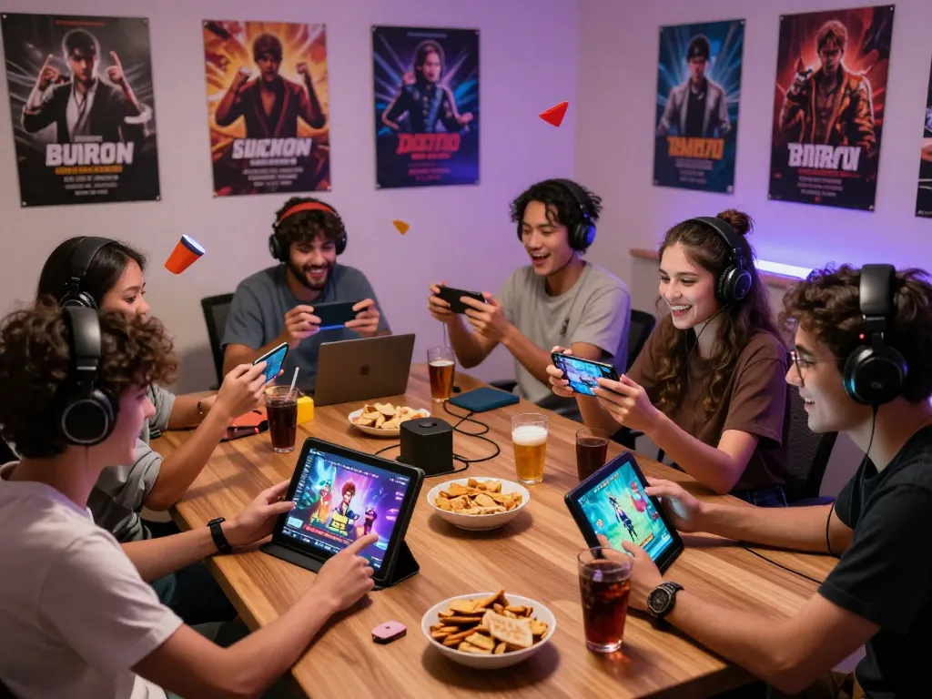 Players enjoying porn games online in a cozy gaming setup, engaging with vibrant adult visual novels.