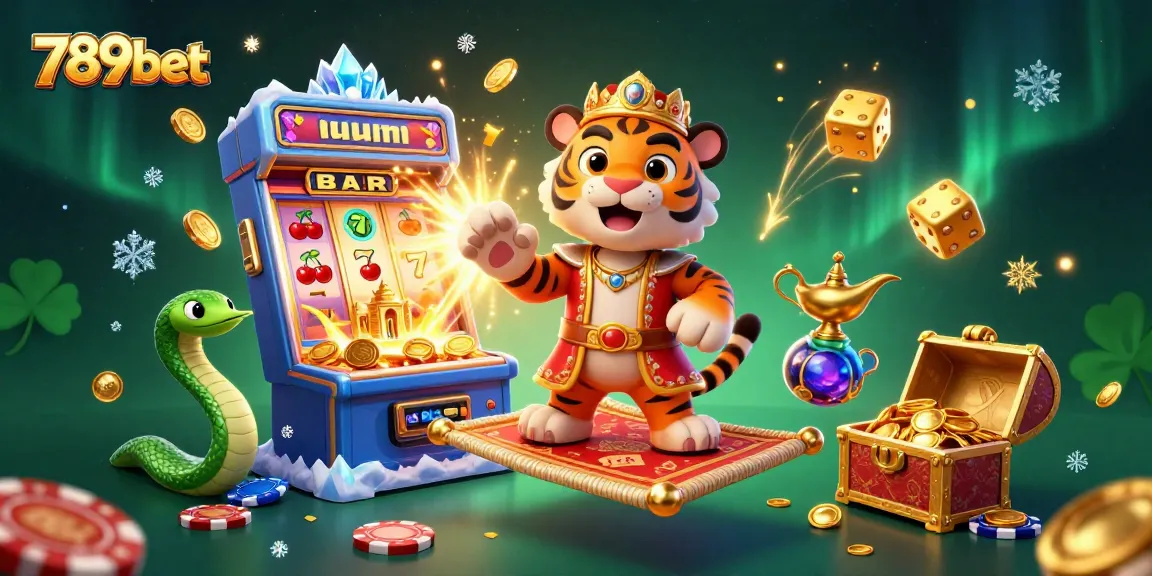 Engage with 789bet's vibrant gambling scene featuring a magical sultan on a jackpot-filled flying carpet.