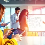 Explore Technology collaboration in a modern office showcasing diverse teamwork.