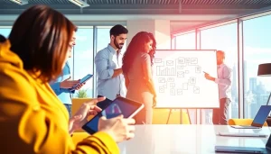 Explore Technology collaboration in a modern office showcasing diverse teamwork.