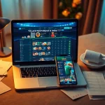 Engaging setup for online sportsbooks India showcasing a laptop and smartphone on a desk.