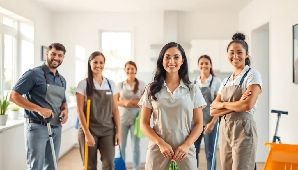 Cleaning Service team efficiently tidying a bright home, showcasing professionalism and attention to detail.