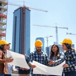 Construction team collaborating on a project, showcasing New York City Commercial General Contractor's expertise.
