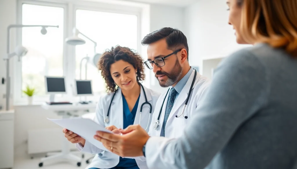 Healthcare professional assessing patient's health in a bright clinic, demonstrating commitment to Health.