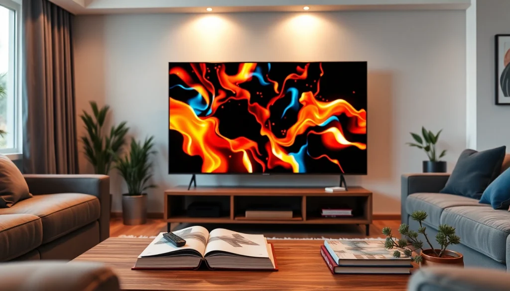 Engage with immersive content on the iron tv in a stylish living room.