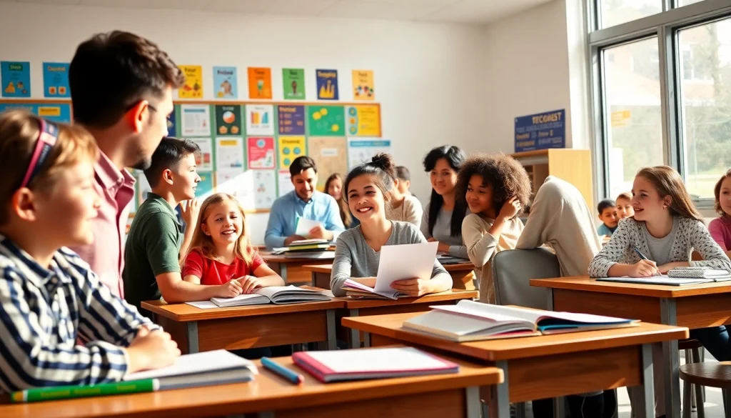 Engaged students participating in creative Education activities in a vibrant classroom setting.